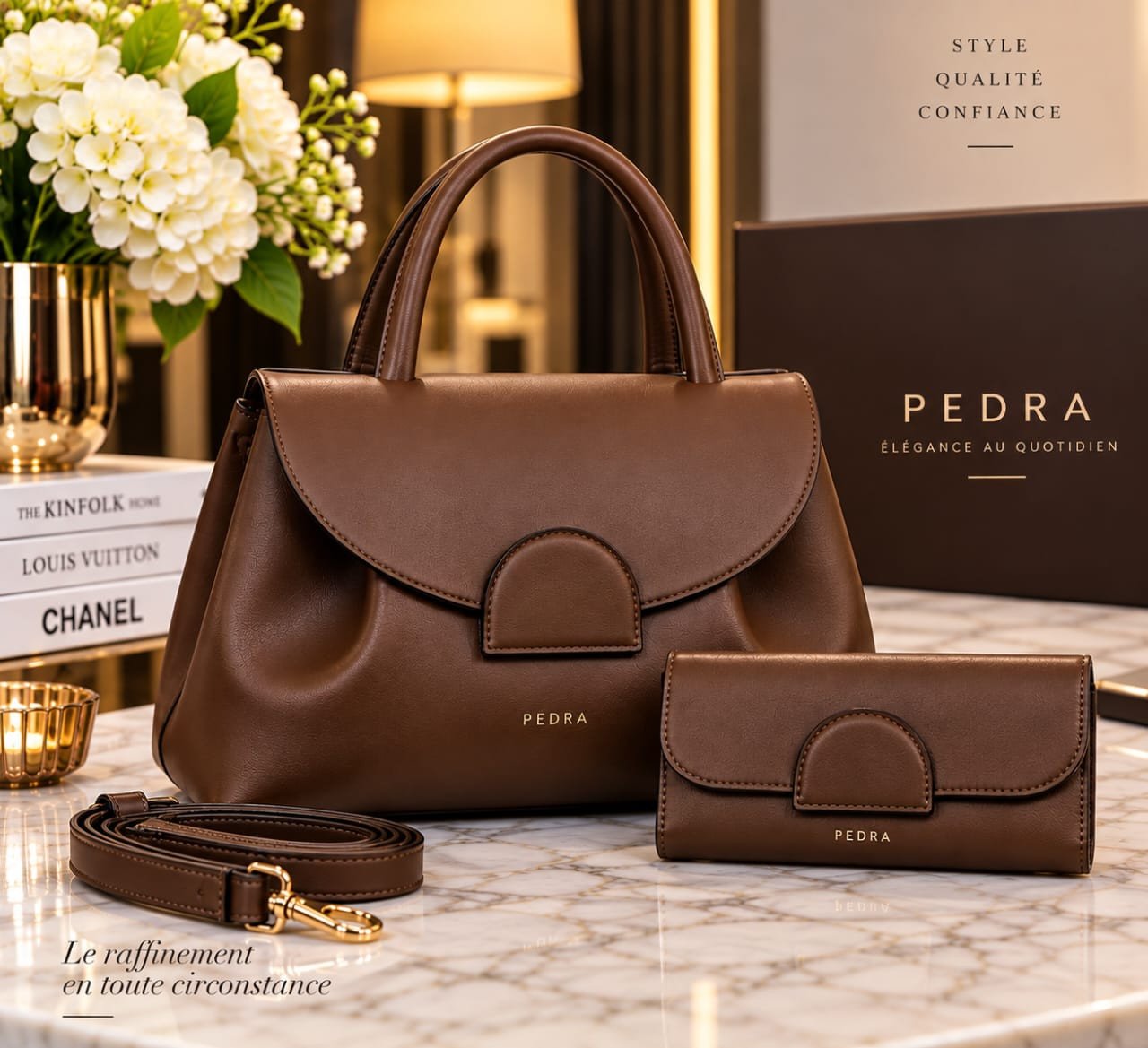 Sacs à main de marque tendance class pour femme en lot de 2-en-1 avec un petit portefeuille ou une pochette assortie).
