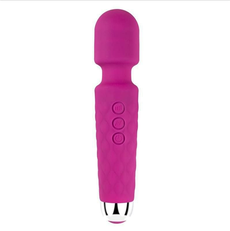 Vibromasseurs baguette (AV wands) rechargeables en silicone, disponibles en coloris noir, rose et violet.