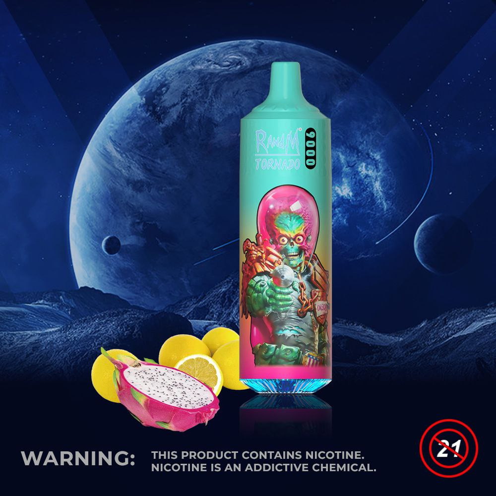 RandM tornado 9000 - Puff 9000 taff D’environ 5% de nicotine  ou 2 minimum - saveurs au goût de fruit avec un effet glacer