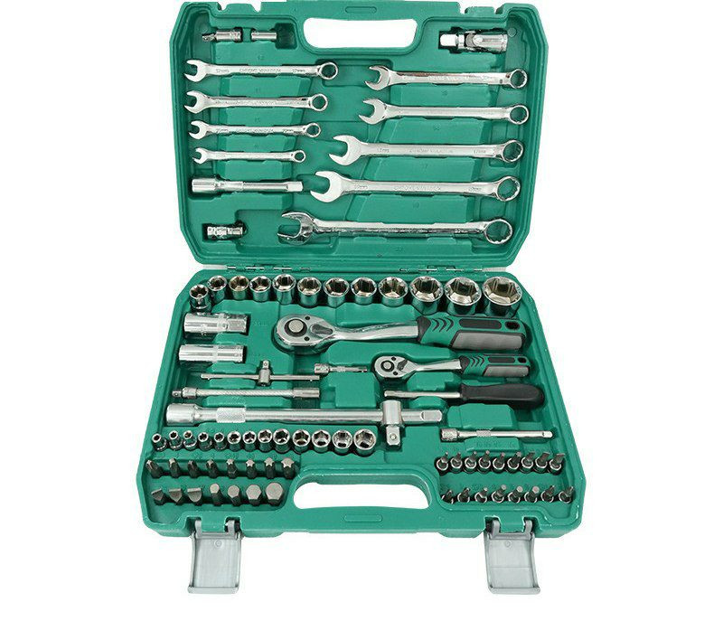 Boite a outils de réparation automatique ou kit de réparation de voiture, ensemble d'outils d'emballage, cliquet, ensemble de douilles.